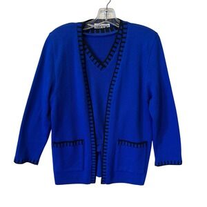 San‎ Remo Luxury Royal Blue 2 Pc Sweater Set Cardigan Pullover Vtg Petite Medium